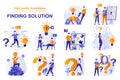 Finding solution web concept with people scenes set in flat style. Bundle of brainstorming, human creativity, generate ideas,