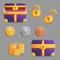 Finding a treasure chest set of game icons