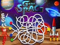 Finding Way Street Game Space in Outer Space With Planets and Robots Cartoon Vector Illustration Royalty Free Stock Photo