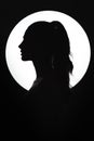 Fine Art Fashion Studio Portrait of Woman at Full Moon Royalty Free Stock Photo