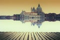 Fine art image with Grand Canal and Basilica Santa Maria della Salute, reflected on the water surface, Royalty Free Stock Photo