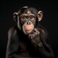 Fine Art Photography: Captivating Chimpanzee Studio Portrait Royalty Free Stock Photo