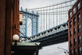 Fine Art Photography of Manhattan bridge in Dumbo Brooklyn NYC Royalty Free Stock Photo