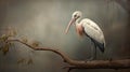 Fine Art Portraiture: A Captivating Stork In Muted Colorscape