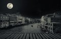 Fine art retro image with gondola on Canal Grande, Venice, It Royalty Free Stock Photo