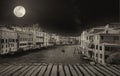 Fine art retro image with gondola on Canal Grande, Venice, It