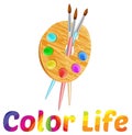 Fine Arts Flat Design Education paint brash Icon. color life for T-shirt Royalty Free Stock Photo