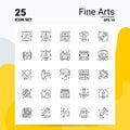 25 Fine Arts Icon Set. 100% Editable EPS 10 Files. Business Logo Concept Ideas Line icon design Royalty Free Stock Photo