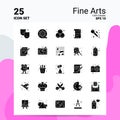 25 Fine Arts Icon Set. 100% Editable EPS 10 Files. Business Logo Concept Ideas Solid Glyph icon design Royalty Free Stock Photo