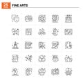 25 Fine Arts icon set. vector background Royalty Free Stock Photo