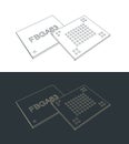 Fine ball grid array memory microchip sketches Royalty Free Stock Photo
