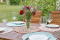 Fine Banquet Table Setting With Bouquet