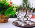 Fine Banquet Table Setting With Bouquet and glasses