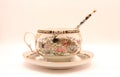 Fine China cup with saucer and spoon Royalty Free Stock Photo