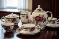 fine china set with matching tea service Royalty Free Stock Photo