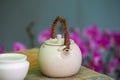 A fine clay Chinese teapot close-up