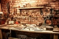 Fine Craftsmanship Tools: Organized Excellence on a Vintage Workbench