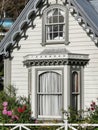 Fine details of an old French style villa in Akaroa, Canterbury region of the South Island of New Zealand