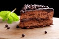 Fine dining, close up of a chocolate cream cake Royalty Free Stock Photo