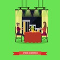 Fine dining concept vector illustration in flat style.