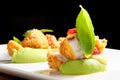 Fine dining, Fried Octopus on basil mousse Royalty Free Stock Photo