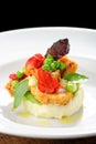 Fine dining, Fried Octopus on potato purree Royalty Free Stock Photo