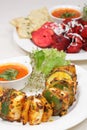 Fine dining meal, chicken shish kebab Royalty Free Stock Photo
