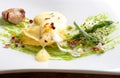 Fine dining, ravioli with asparagus and Porcini