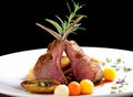 Fine dining, roasted Lamb chops with potato Royalty Free Stock Photo