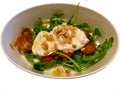 Fine dining salad with buffalo mozzarella, pine nuts and arugula Royalty Free Stock Photo