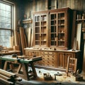 Fine Furniture Wood Shop Woodworking Projects Hand Tools Home Winter AI Generated