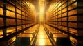 Fine gold bar vault in the bank, gold bars stacked Royalty Free Stock Photo