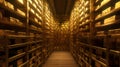 Fine gold bar vault in the bank, gold bars stacked Royalty Free Stock Photo