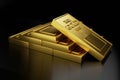 Fine Gold bars with black background,wealthy luxury concept ,3d rendering,illustration