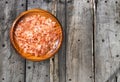 Fine-grain pink Himalayan salt and crystals - Wooden bowl