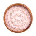 Himalaya pink salt fine, fine Himalayan salt, in a wooden bowl