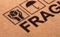 Fine image close up of fragile symbol on cardboard