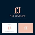 Fine Jewelers logo. Gold F and J monogram. F, J letters combined.