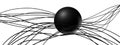 Fine line and sphere luxury contemporary delicate sculpture Black abstract, elegant and modern 3D Rendering image