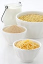 Fine macaroni and cheese ingredients Royalty Free Stock Photo