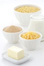 Fine macaroni and cheese ingredients Royalty Free Stock Photo