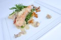 Fine meal salmon mozzarella Royalty Free Stock Photo