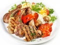 Fine Meat - Classic Greek Meat Plate with Rice Royalty Free Stock Photo