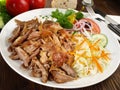 Fine Meat - Gyros Plate with Coleslaw and Onions Royalty Free Stock Photo