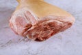 Fine meat pork leg on a butchery board Royalty Free Stock Photo