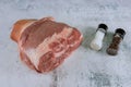 Fine meat pork leg on a butchery board Royalty Free Stock Photo