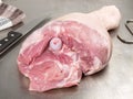 Fine Meat - Pork Leg - Pork Meat on a Butchery Board Royalty Free Stock Photo