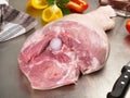 Fine Meat Pork Leg - Pork Meat on a Butchery Board Royalty Free Stock Photo