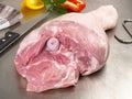 Pork Leg - Pork Meat on a Butchery Board Royalty Free Stock Photo