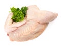Fine Meat - Raw half Chicken on white Background Royalty Free Stock Photo